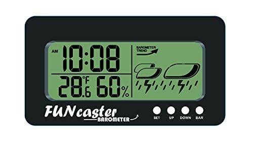 TecScan FUNcaster ambient display on desk with large numerals for easy reading.