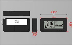 TecScan FUNcaster shows time, temperature, humidity for easy room monitoring.