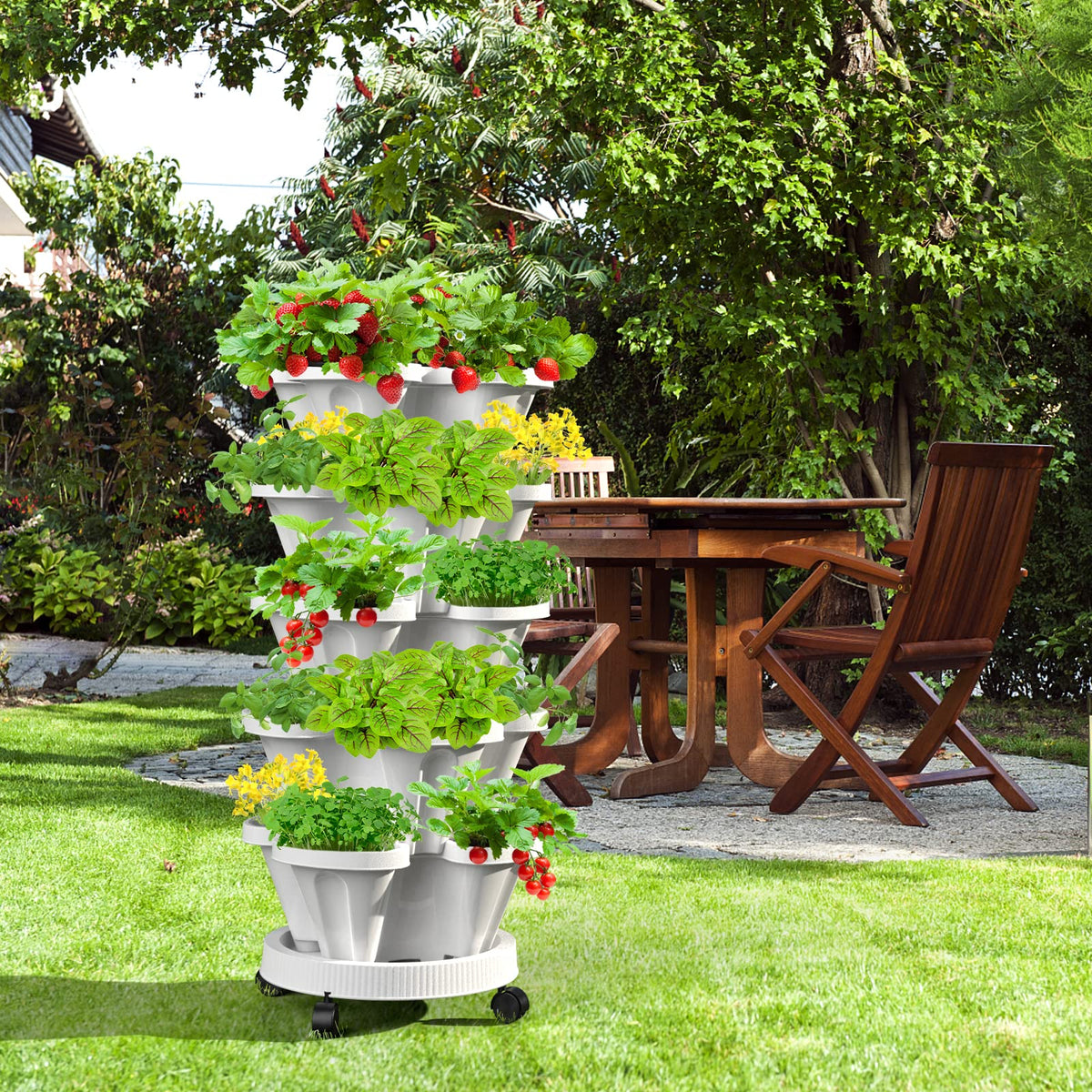 Tectsia seven-tier capacity holds up to 28 plants.
