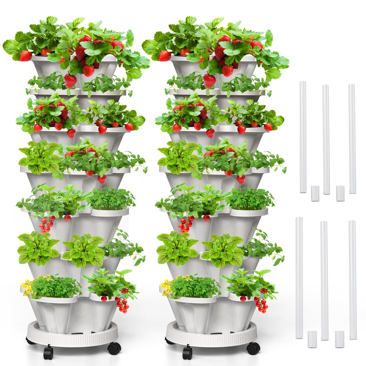 Tectsia 7-tier vertical planter side view for compact multi-level gardening