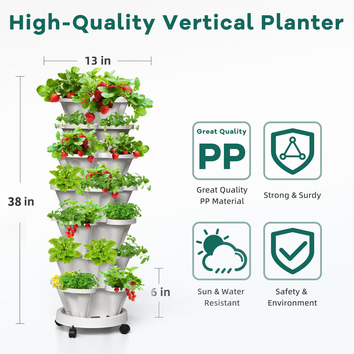 Tectsia planter with support pole for windy balconies