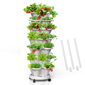 Tectsia strawberry vertical planter with seven tiers for compact gardening.
