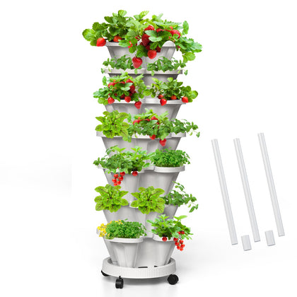 Tectsia strawberry vertical planter with seven tiers for compact gardening.