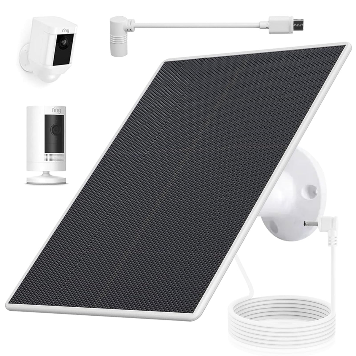 Teczckc solar panel for Ring Camera, side view showing weatherproof design.