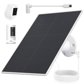 Teczckc solar panel for Ring Camera, side view showing weatherproof design.