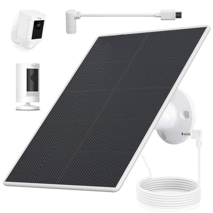 Teczckc solar panel for Ring Camera, side view showing weatherproof design.