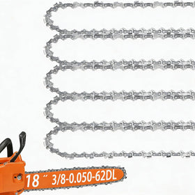 TEEANEES 5-pack 18-inch chainsaw chain close-up shows durability for knotty hardwoods.