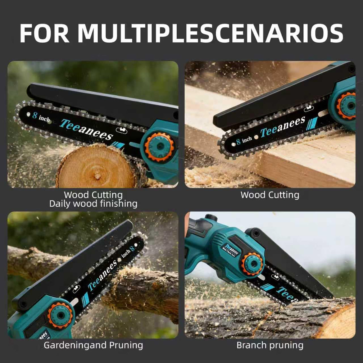 TEEANEES complete kit includes batteries, charger, safety gear, bars, and chains