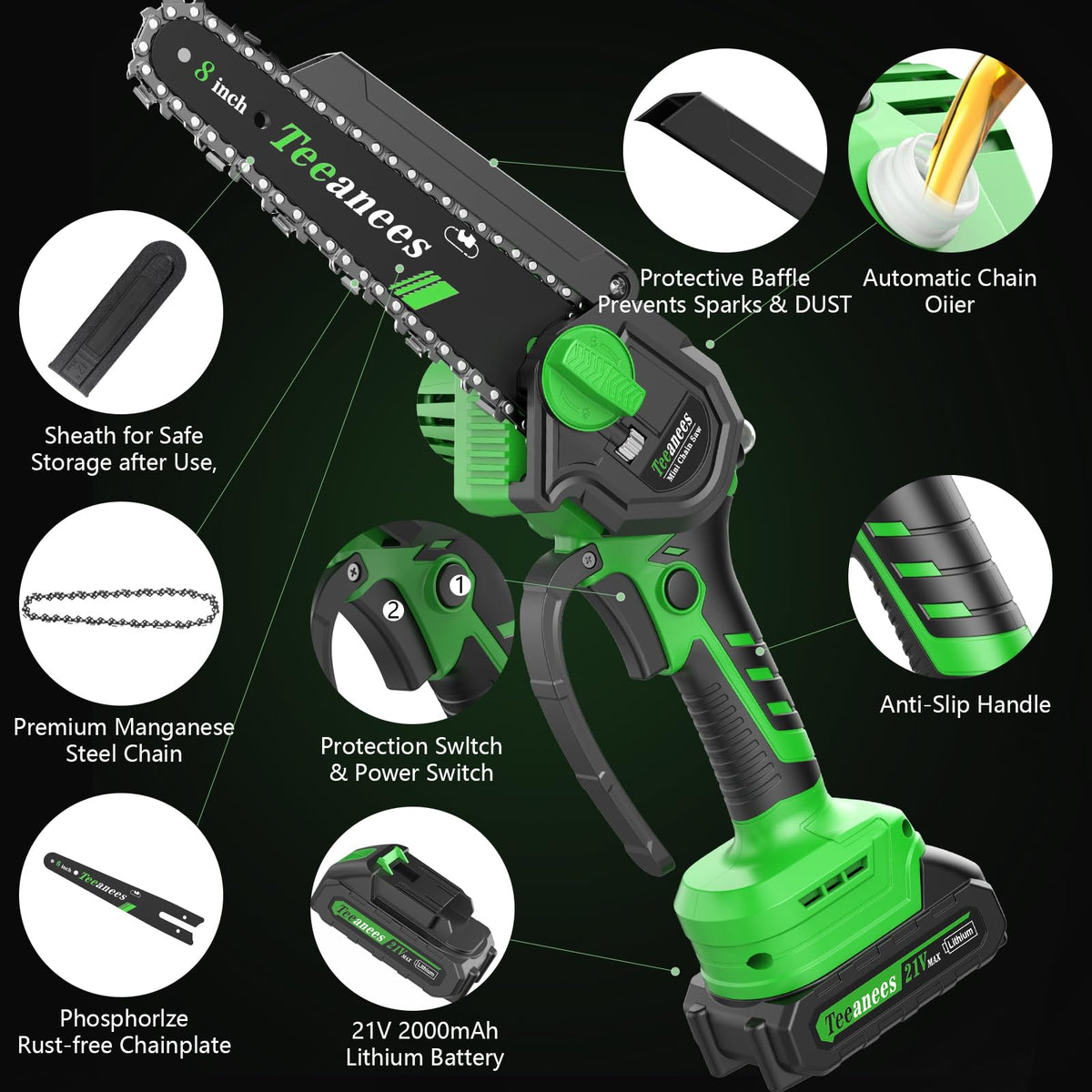 Comprehensive kit includes safety gear and two batteries for ready-to-go use.