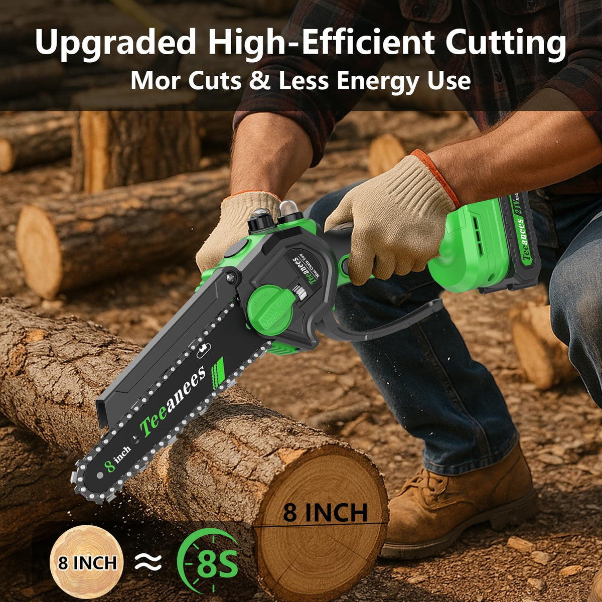 Two 2000mAh batteries ensure extended outdoor work with quick swaps.