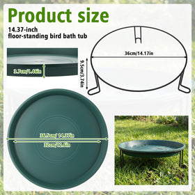 Teecyhooo green bird bath dish designed for easy bird drinking