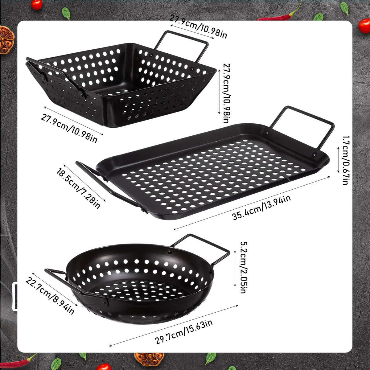 Teecyhooo rectangular grill basket suited for fish and larger cuts