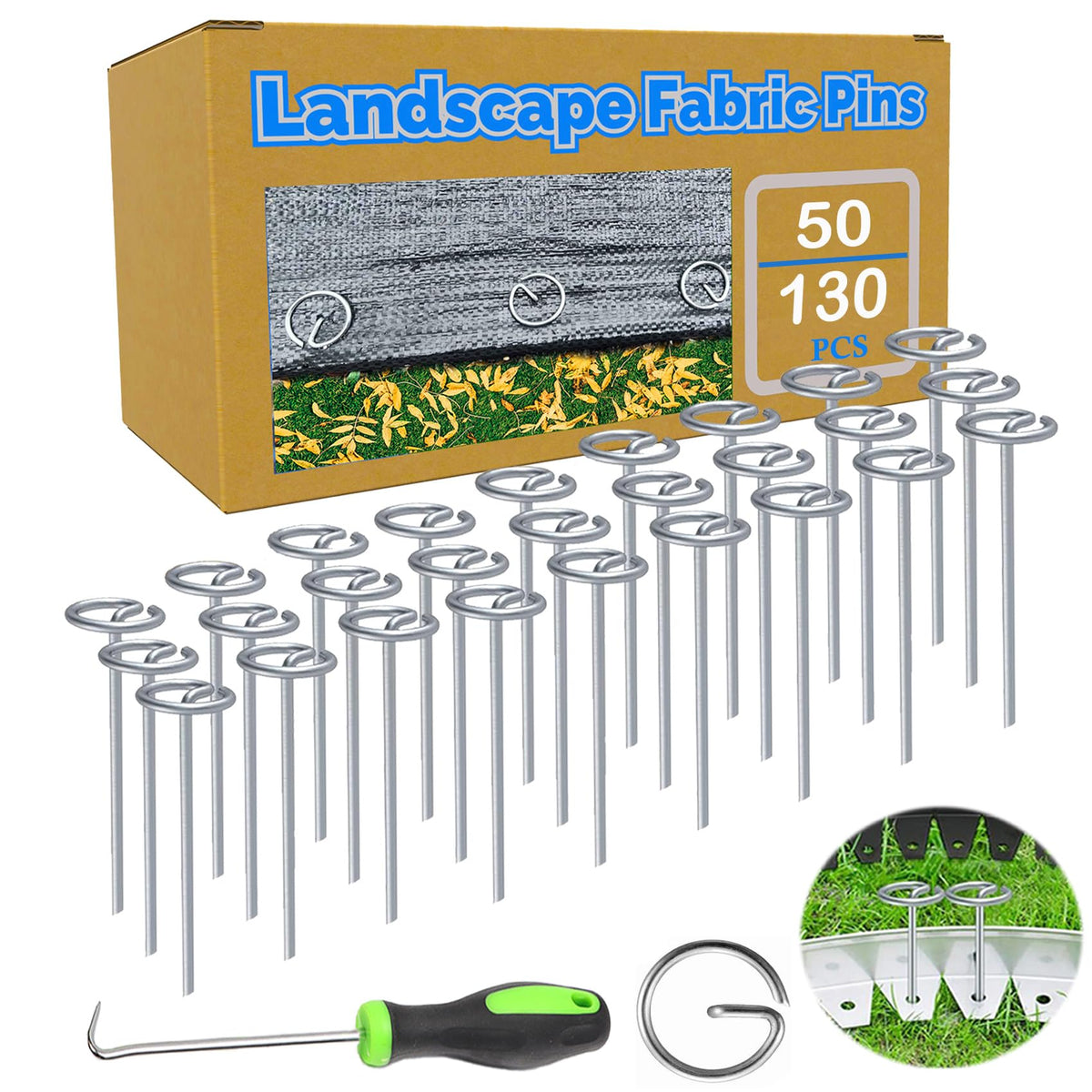 TeegRoow 130pcs landscape staples circle top secure weed cloth on uneven ground