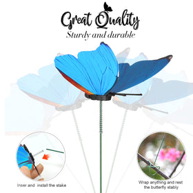 Teenitor butterfly stake with colorful patterns enhances pots and planters.