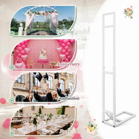 Teenyyou white backdrop stand ready to host wedding, birthday, or anniversary decor ideas.