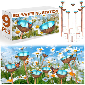 Teenyyou bee watering station with blue cups inviting pollinators to the garden