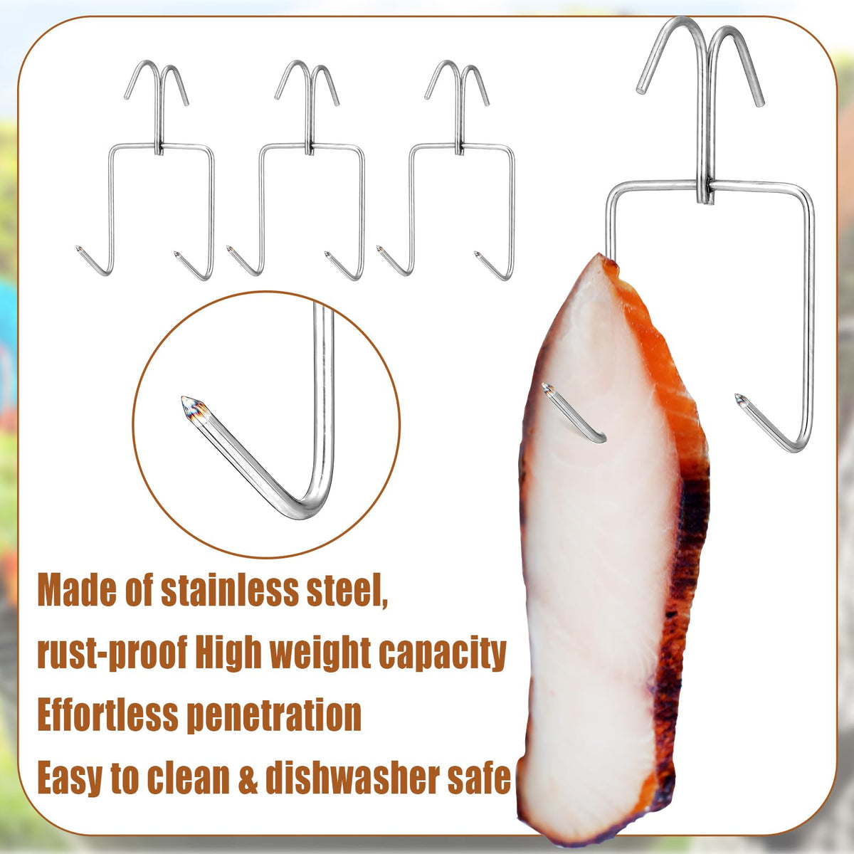 Teenyyou 2-8x5 inch hooks ideal for backyard grilling.