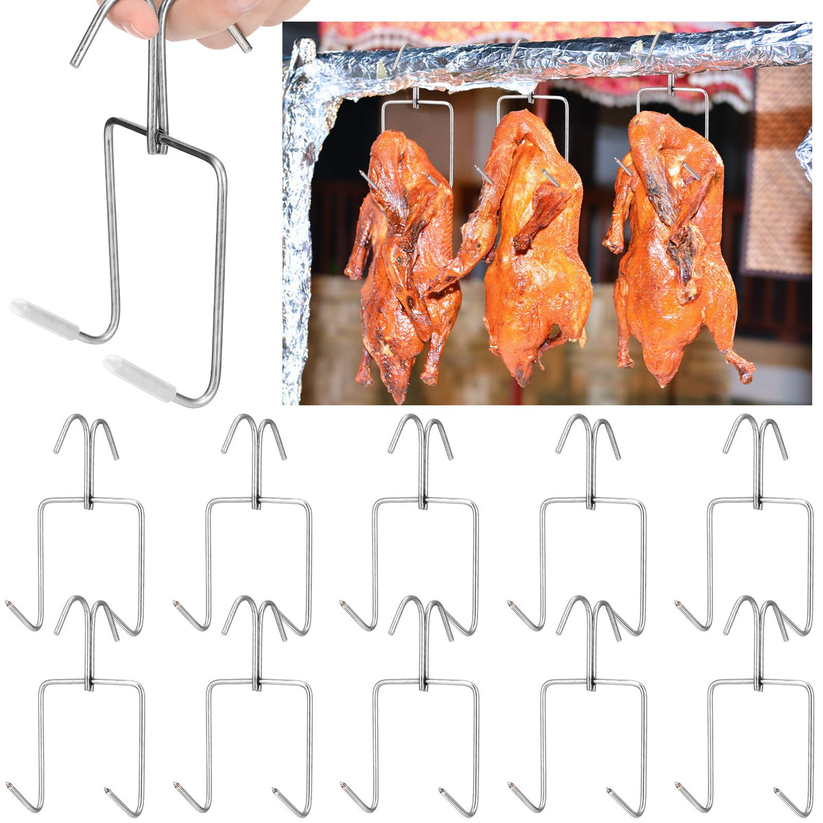 Teenyyou meat hooks double-row stainless design for secure hanging.