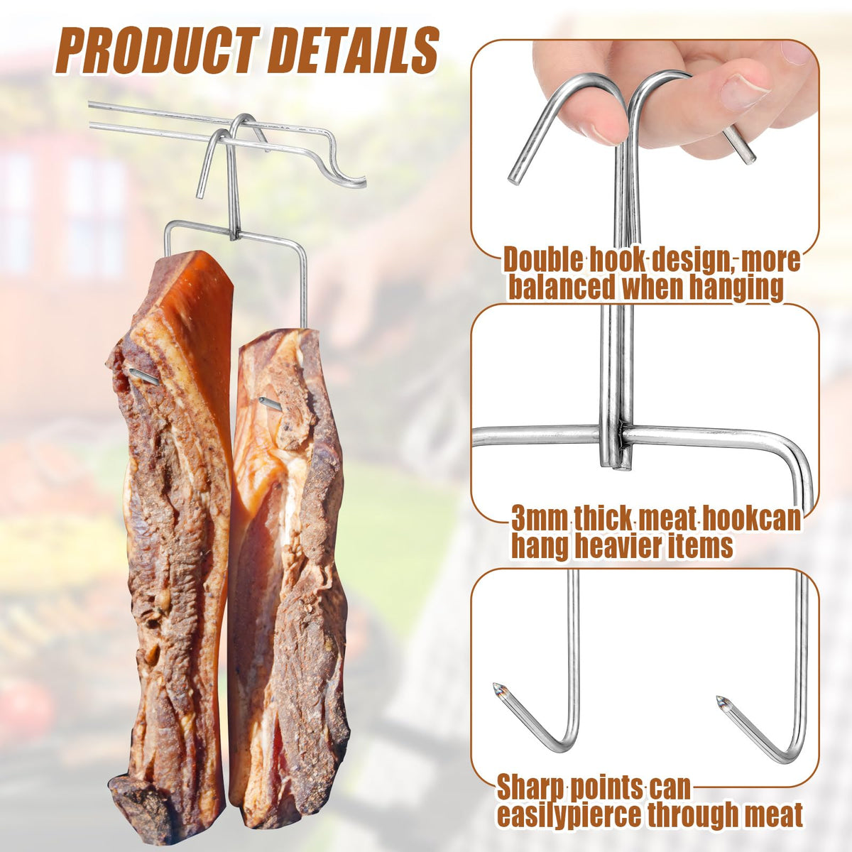 Teenyyou heavy-duty meat hooks for pork, lamb, and turkey.