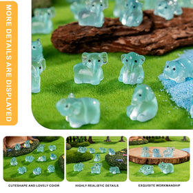 Teenzee elephant miniatures in a tiny fairy garden scene for whimsy.