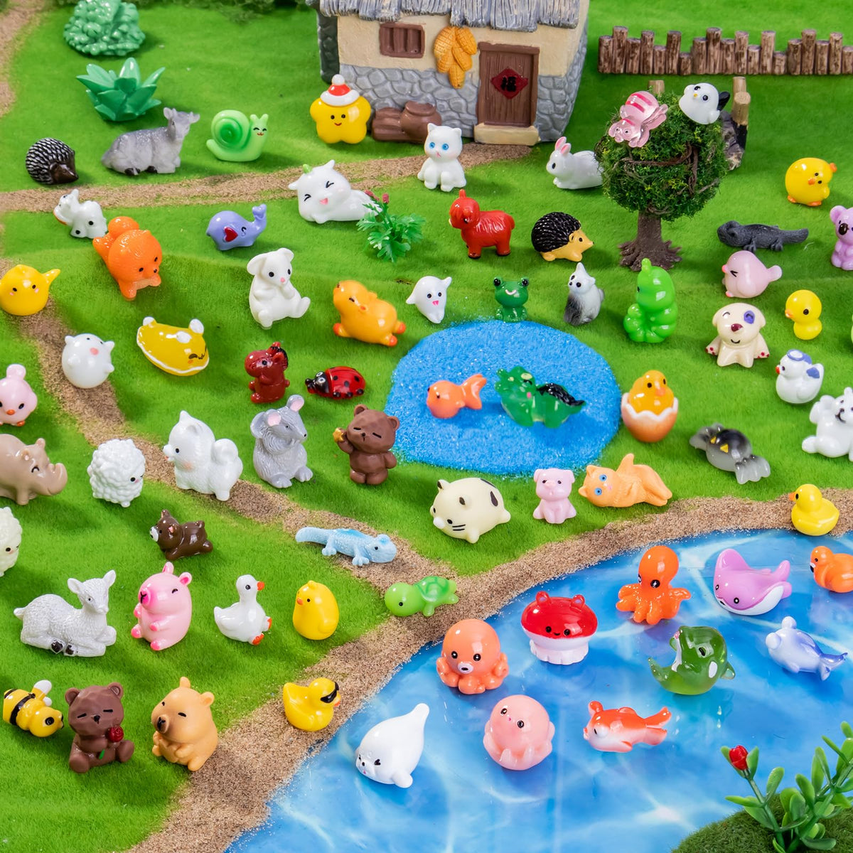 Teenzee mini resin animals - rabbits offer cute accents for shelves.