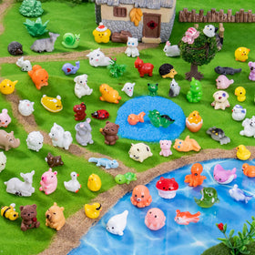 Teenzee mini resin animals - rabbits offer cute accents for shelves.