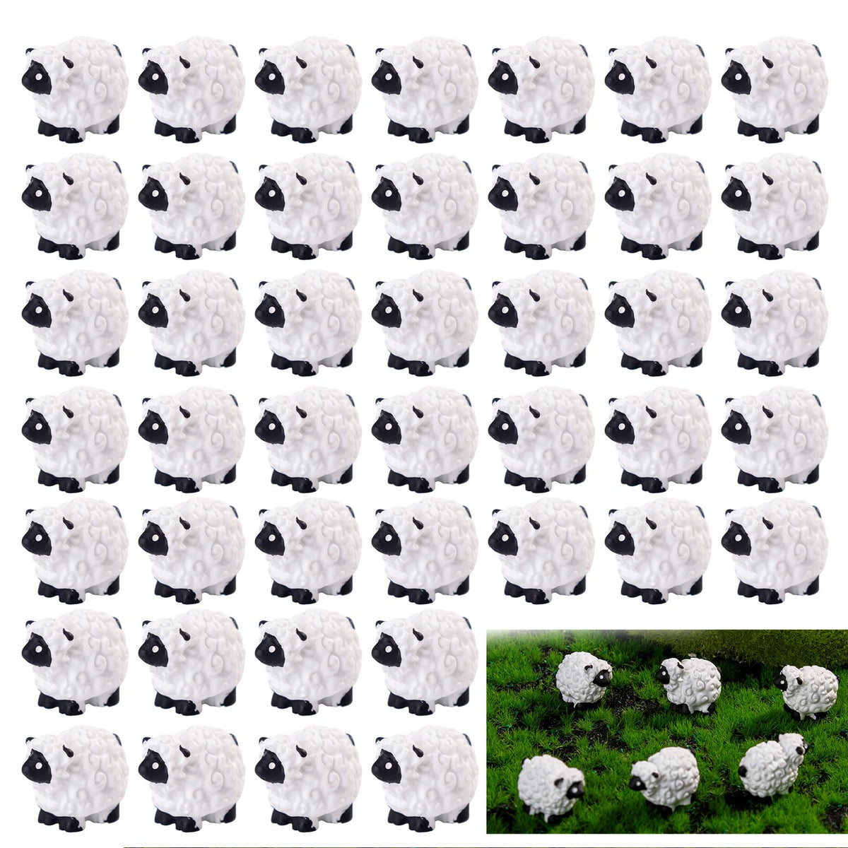 Teenzee mini resin sheep set in a portable box for easy gifting and display.