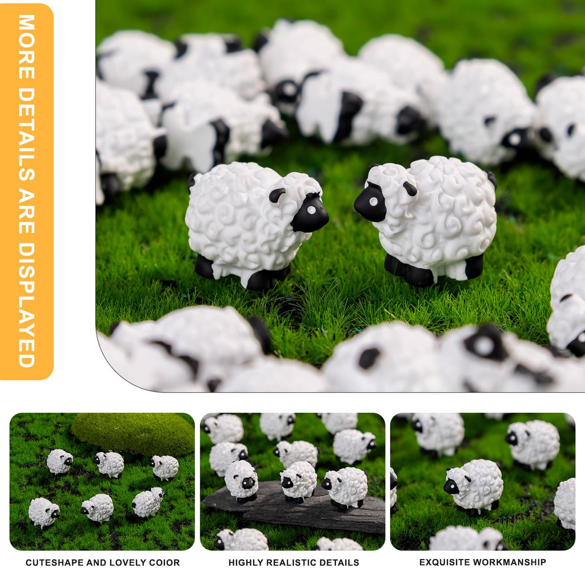Teenzee mini sheep showcased in a fairy garden setup for imaginative play.