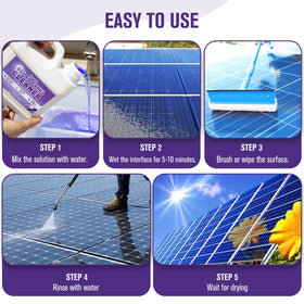 Teexpert Solar Panel Cleaner concentrate 1-gallon highlights value and bulk cleaning power.