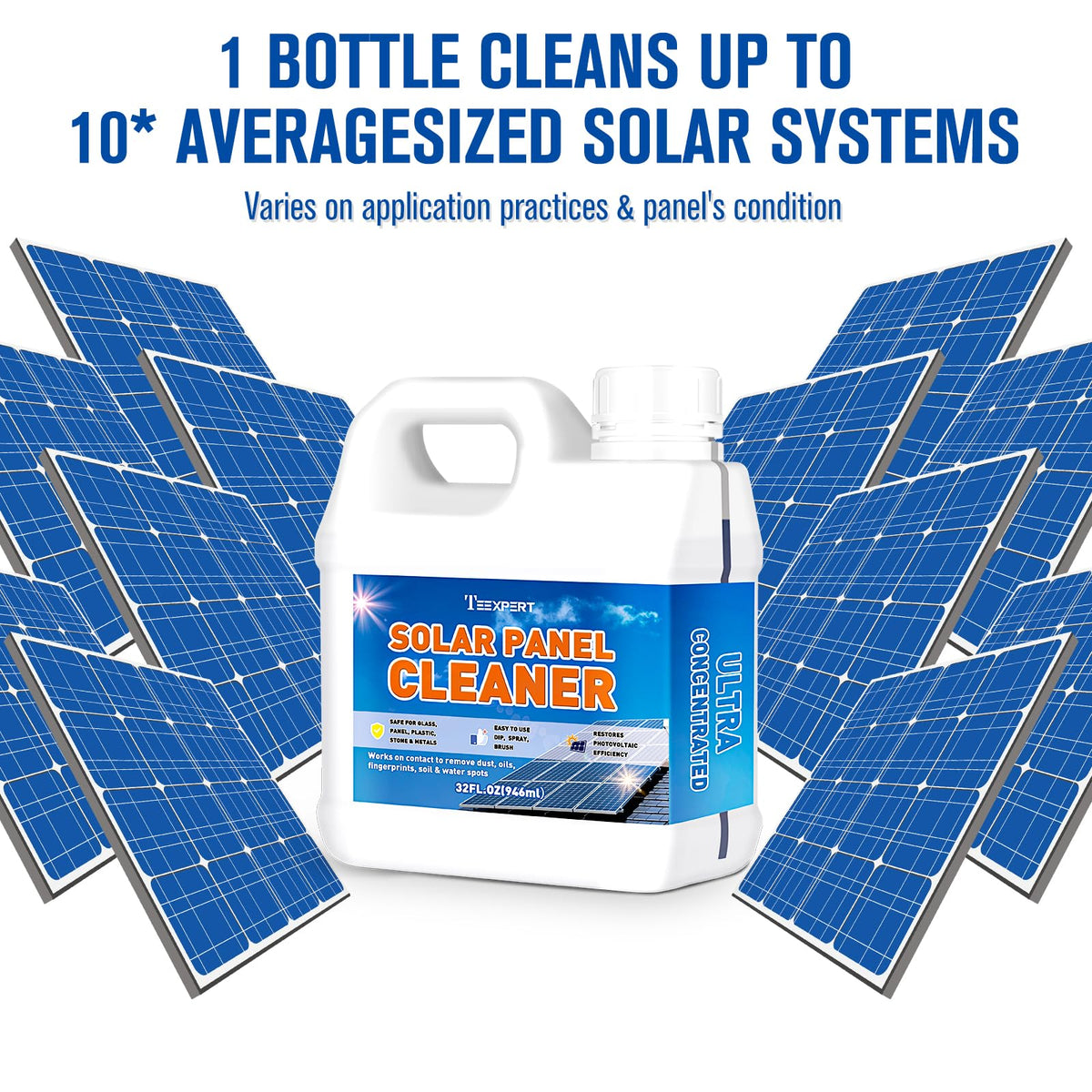 Teexpert Solar Panel Cleaner water-spots-removal helps quick maintenance