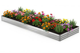 Tegarbed 12x4ft galvanized raised garden bed on a patio for large vegetable growing