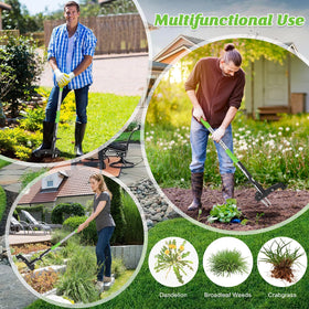 Tegarbed anti-rust stainless pole ensures durable weed pulling.