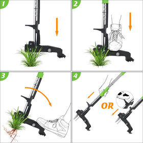 Tegarbed ergonomic design reduces bending during weeding.