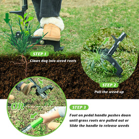 Tegarbed weed puller suitable for soft to medium-hard soils.