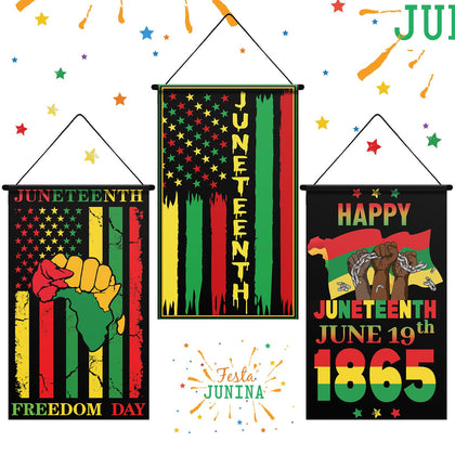 Tegeme 3pc Juneteenth door banner set ready to brighten entryways for celebrations.