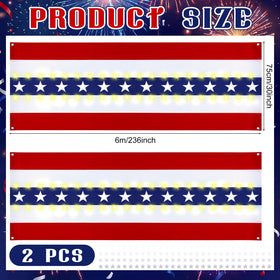 Tegeme flag bunting with lights lighting the garden at night in patriotic colors