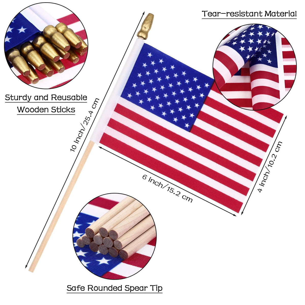 Tegeme flag with gold spearhead on wooden stick for sturdy display.