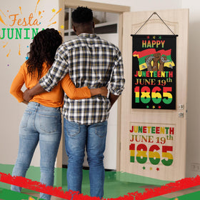 Tegeme Juneteenth banner assembly setup helps quick hanging with included rope.