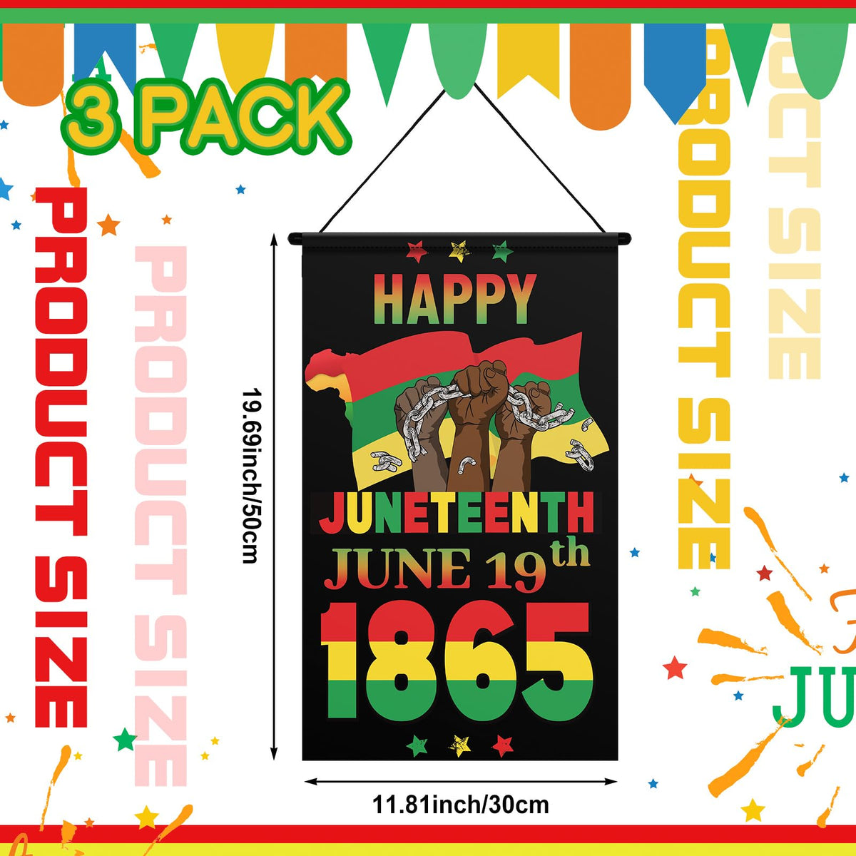 Tegeme Juneteenth door sign style A adds vibrant colors to walls for festive ambiance.
