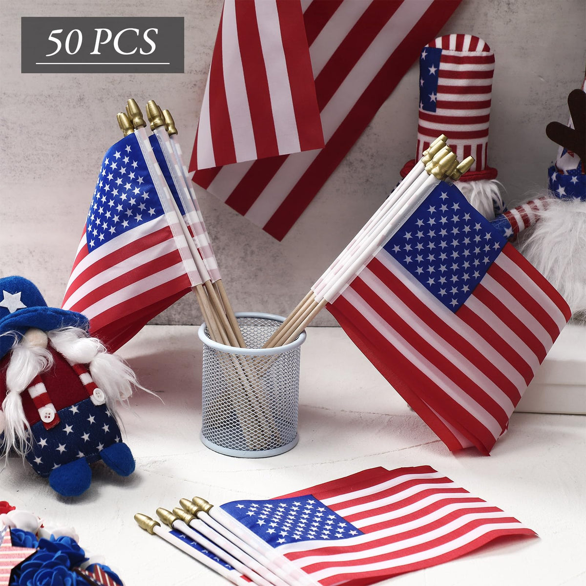 Tegeme patriotic yard and desk decor flags for vivid celebrations.