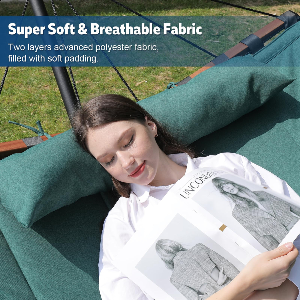 TEGERDEGER 12ft hammock demonstrates two-person capacity for shared relaxation.