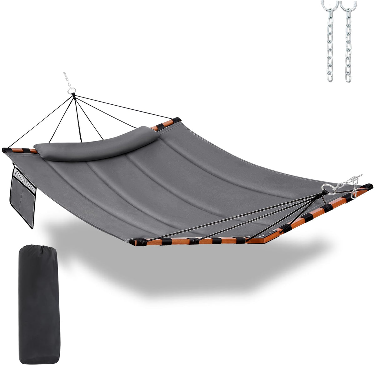 TEGERDEGER 12ft two-person gray hammock for cozy outdoor lounging