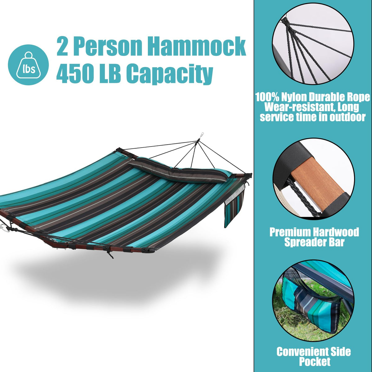 TEGERDEGER nylon rope provides durability and weather resistance for outdoor use.