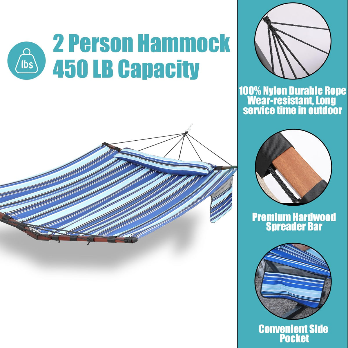 TEGERDEGER nylon rope provides strong, weather-resistant support for outdoor lounging.