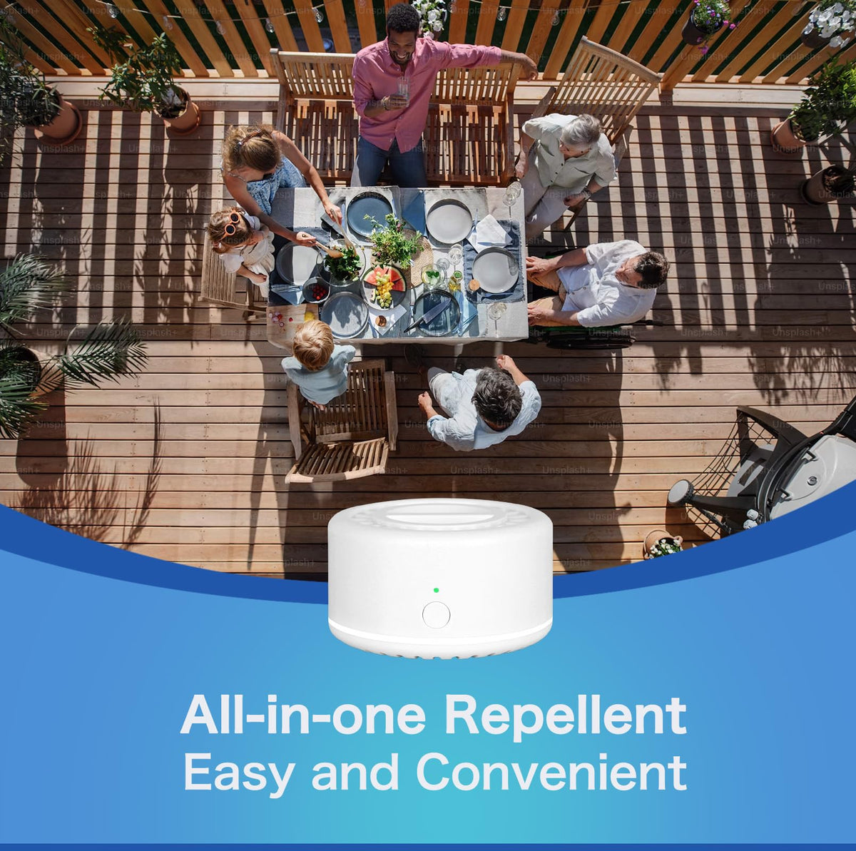 Tekola mosquito repeller coverage helps keep patios and gardens more comfortable.