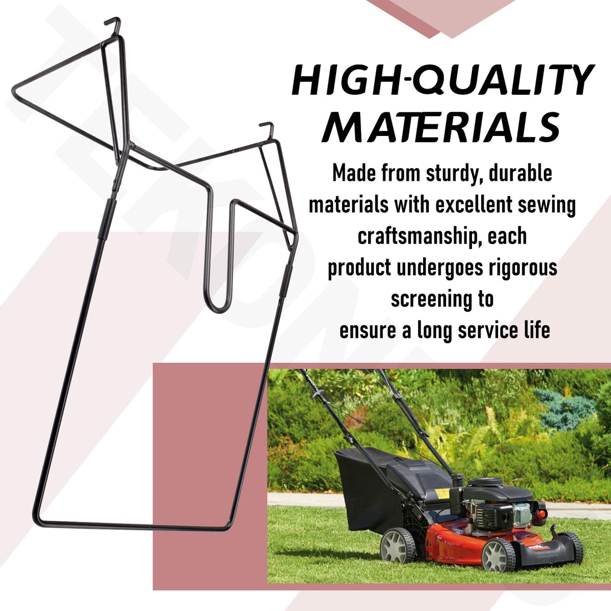 TEKONPRO easy installation of rear catcher on mower with included hardware.