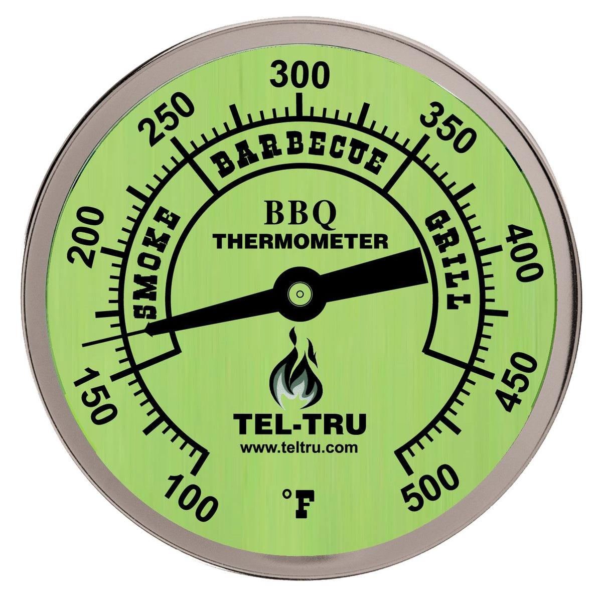 Tel-Tru BQ300 glow dial thermometer with zones for precise grilling control