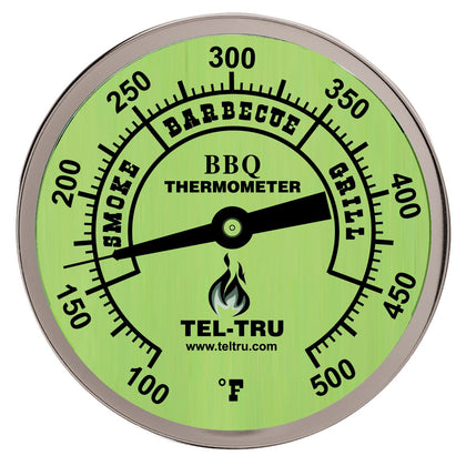Tel-Tru BQ300 glow dial thermometer with zones for precise grilling control