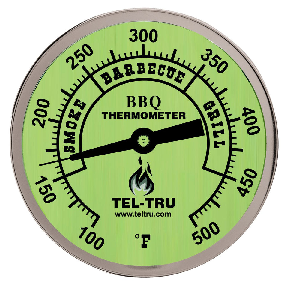 Tel-Tru BQ300 glow dial thermometer with zones for precise grilling control