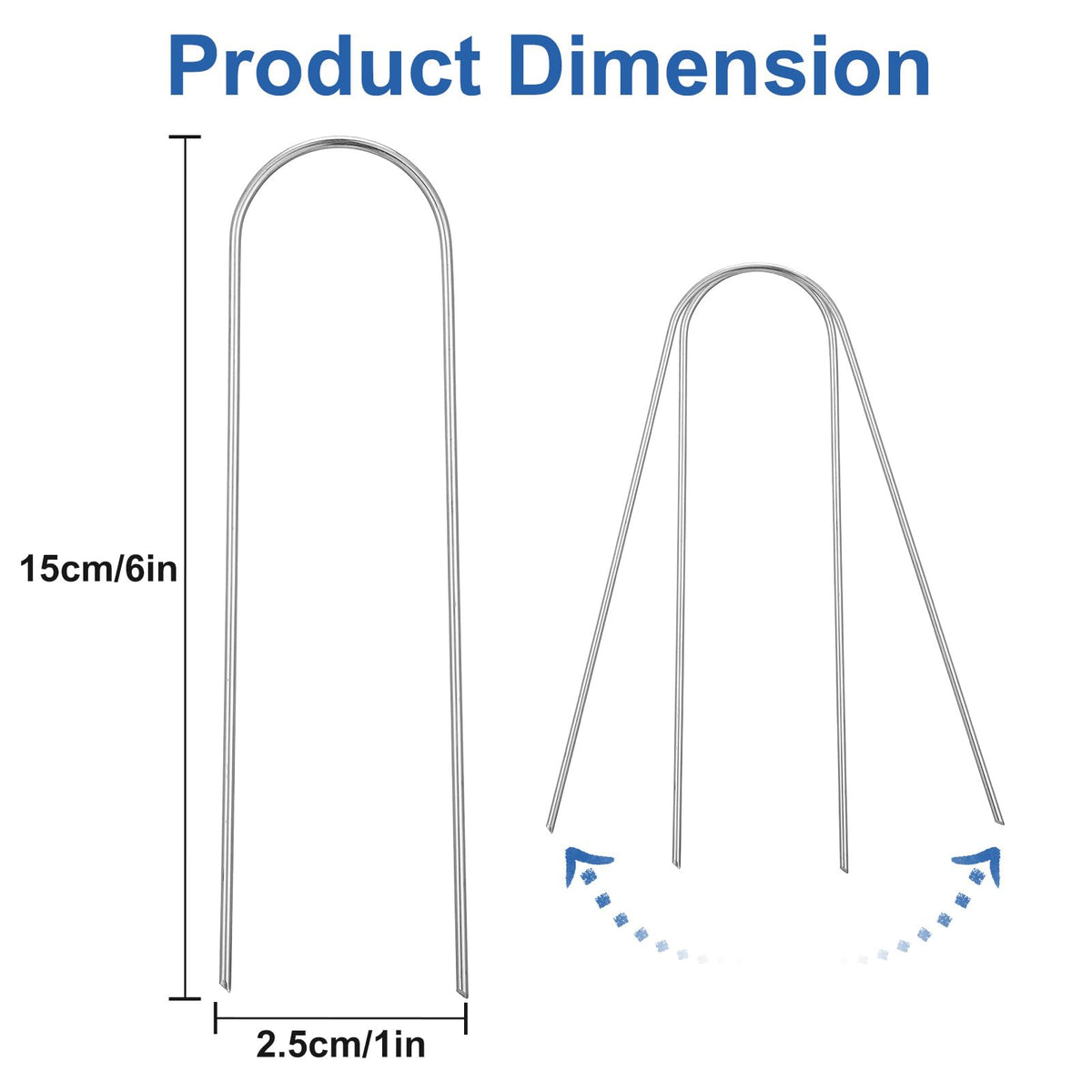 Telooco 6-inch galvanized stakes close-up shows rust-resistant design for outdoor use.